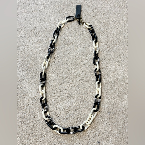 J. Crew Long Enamel Rhinestone Chain Link Necklace NWT - Picture 2 of 5